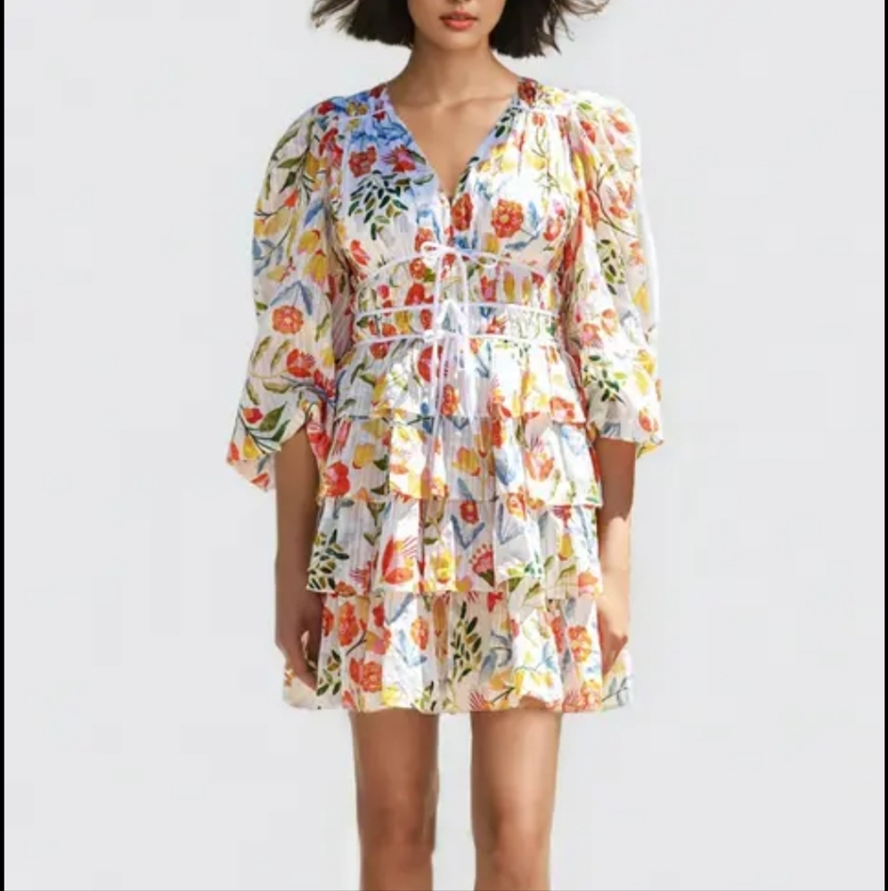 Flower Land Cotton Viscose Voile Mini Dress NWT Jessie Zhao